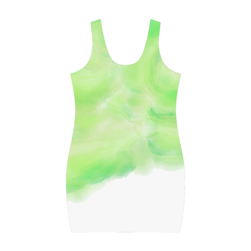 bright green watercolor abstract art Medea Vest Dress (Model D06)