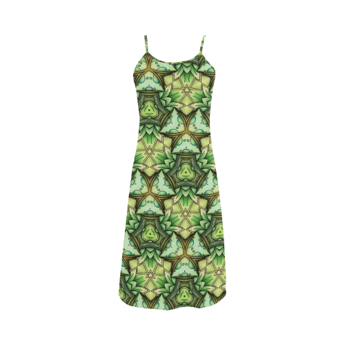 Mandy Green - Leaf Triangles pattern Alcestis Slip Dress (Model D05)