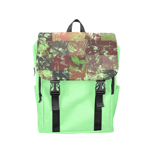 Foliage Patchwork #4 Light Green - Jera Nour Casual Shoulders Backpack (Model 1623)