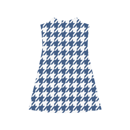 dark blue and white houndstooth classic pattern Alcestis Slip Dress (Model D05)