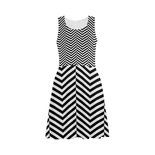 black and white classic chevron pattern Atalanta Sundress (Model D04)