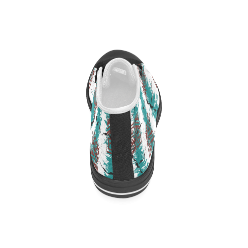 Ethnik pattern on turquoise stripes Women's Classic High Top Canvas Shoes (Model 017)