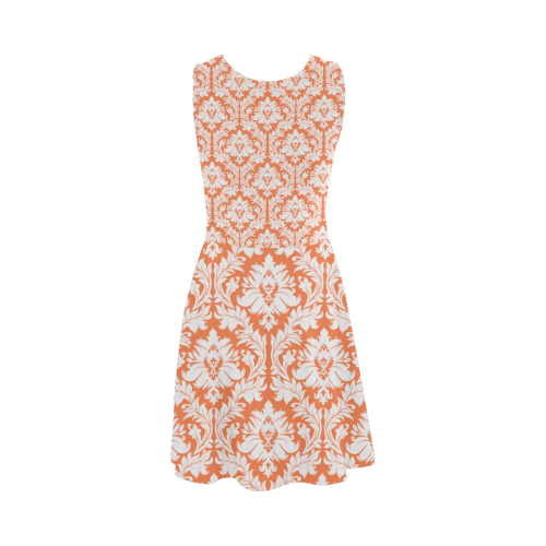 damask pattern orange and white Atalanta Sundress (Model D04)
