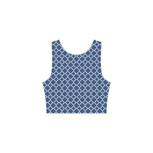 dark blue white quatrefoil classic pattern Atalanta Sundress (Model D04)