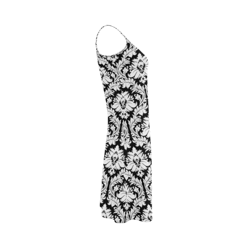 damask pattern black and white Alcestis Slip Dress (Model D05)