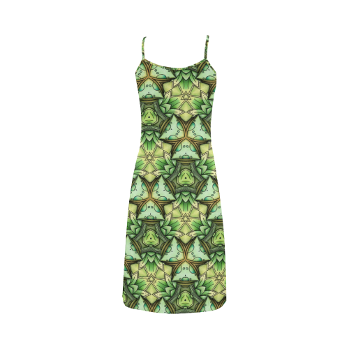 Mandy Green - Leaf Triangles pattern Alcestis Slip Dress (Model D05)