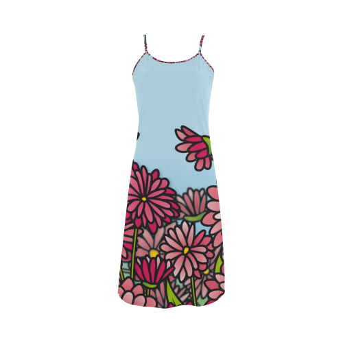 chrysantenum flower field pink floral Alcestis Slip Dress (Model D05)