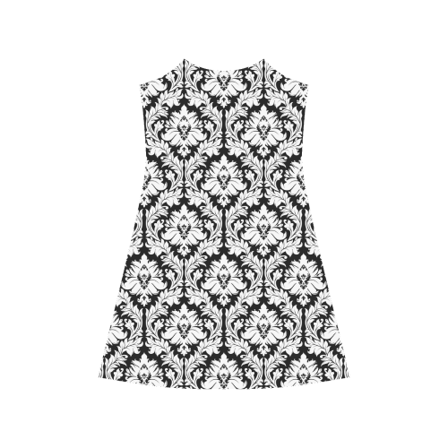 damask pattern black and white Alcestis Slip Dress (Model D05)