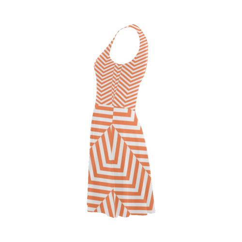 orange and white classic chevron pattern Atalanta Sundress (Model D04)