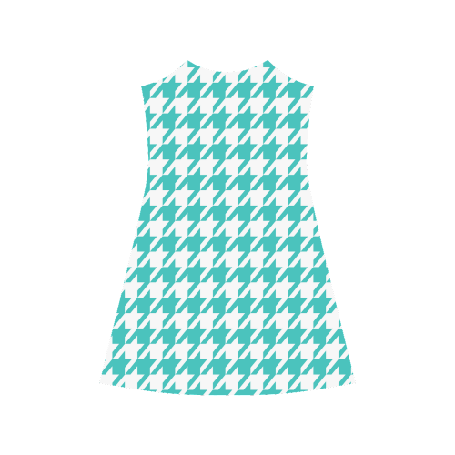 turquoise and white houndstooth classic pattern Alcestis Slip Dress (Model D05)