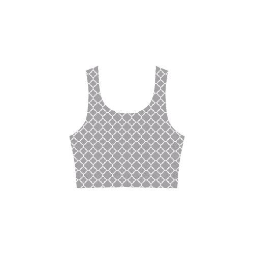grey white quatrefoil classic pattern Atalanta Sundress (Model D04)