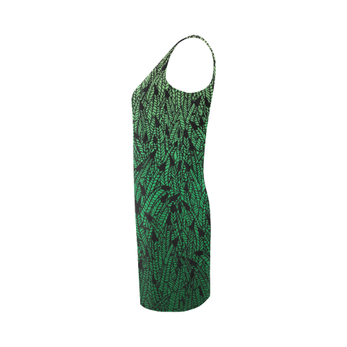 green ombre feathers pattern black Medea Vest Dress (Model D06)