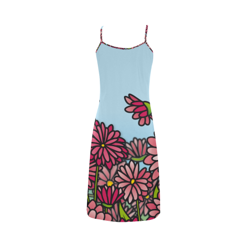 chrysantenum flower field pink floral Alcestis Slip Dress (Model D05)