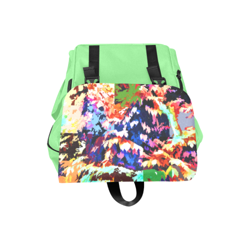 Foliage Patchwork #7 Light Green- Jera Nour Casual Shoulders Backpack (Model 1623)