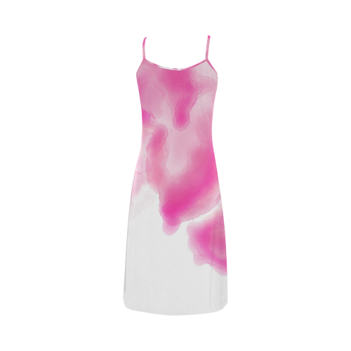 pink watercolor abstract art Alcestis Slip Dress (Model D05)