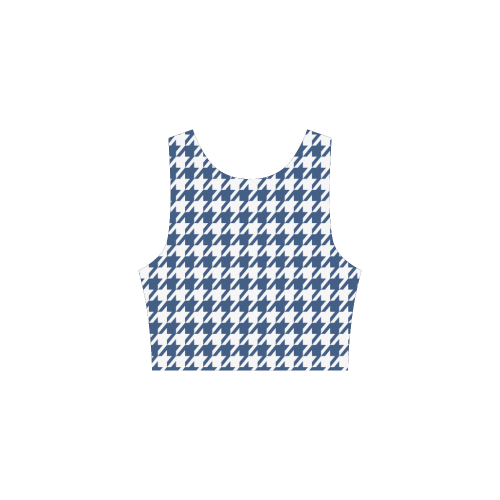 dark blue and white houndstooth classic pattern Atalanta Sundress (Model D04)