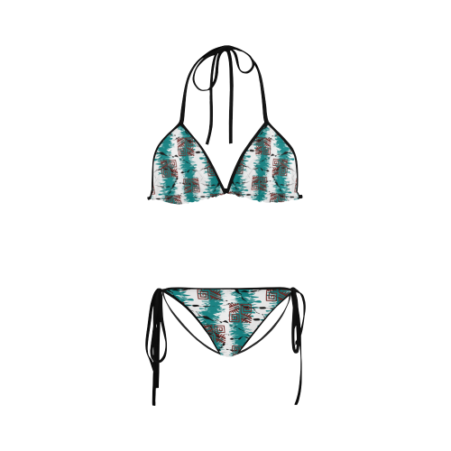 Ethnik pattern on turquoise Custom Bikini Swimsuit
