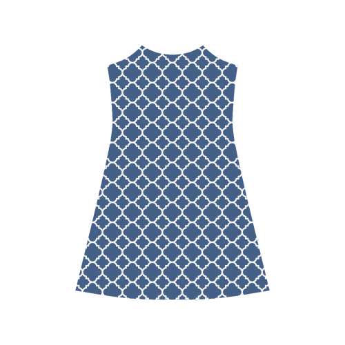 dark blue white quatrefoil classic pattern Alcestis Slip Dress (Model D05)