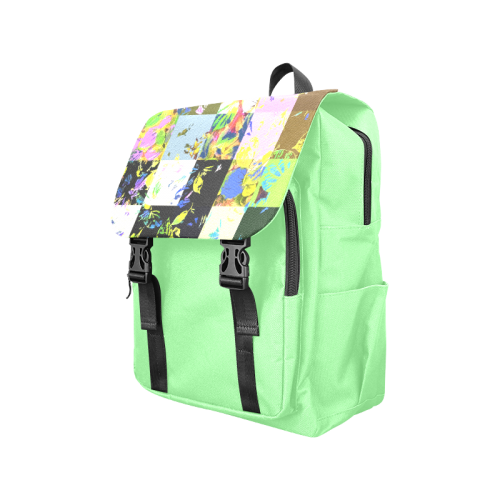 Foliage Patchwork #3 Light Green- Jera Nour Casual Shoulders Backpack (Model 1623)