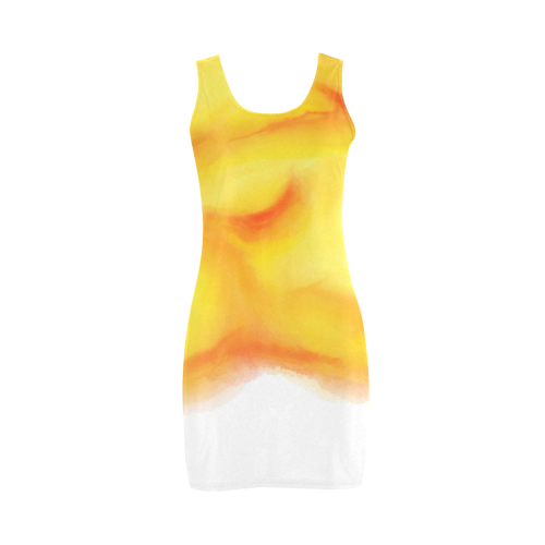 yellow orange red water color abstract art Medea Vest Dress (Model D06)