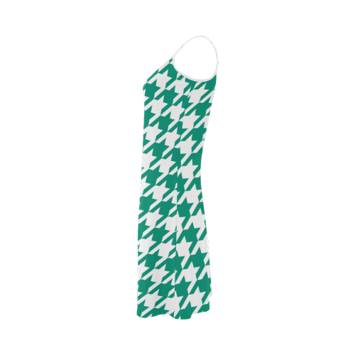 emerald green and white houndstooth classic patter Alcestis Slip Dress (Model D05)