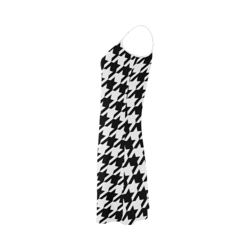 black and white houndstooth classic pattern Alcestis Slip Dress (Model D05)