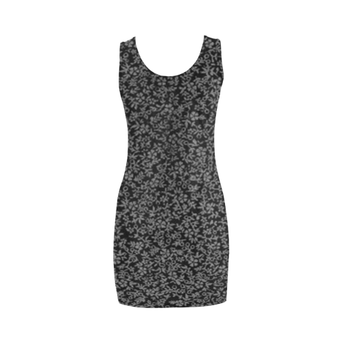 Vintage Floral Charcoal Gray Black Medea Vest Dress (Model D06)