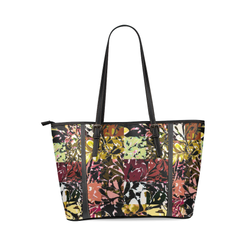 Foliage Patchwork #6 - Jera Nour Leather Tote Bag/Large (Model 1640)