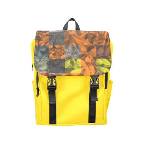 Foliage Patchwork #9 Yellow - Jera Nour Casual Shoulders Backpack (Model 1623)