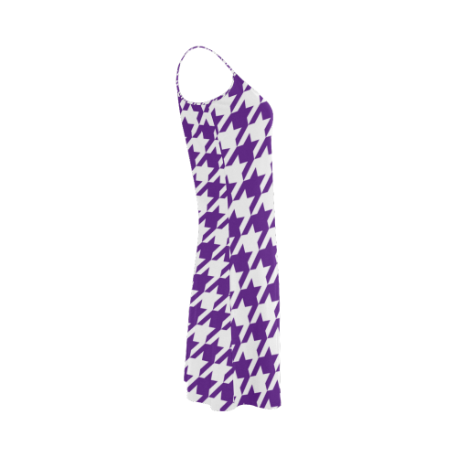 royal purple and white houndstooth classic pattern Alcestis Slip Dress (Model D05)