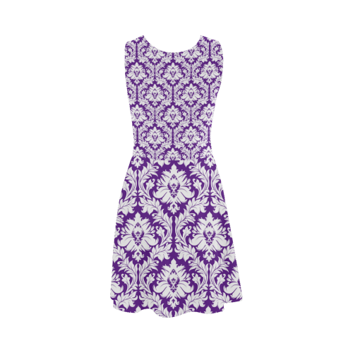 damask pattern royal purple and white Atalanta Sundress (Model D04)