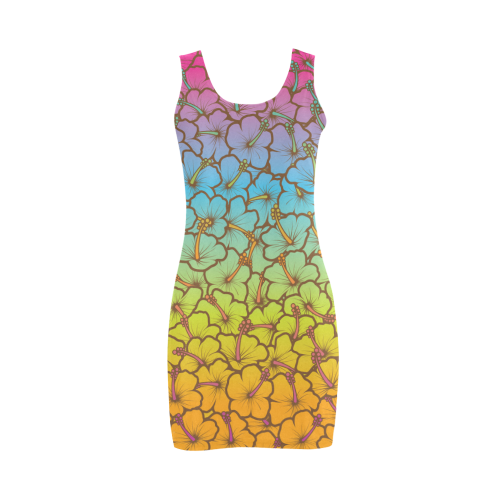 rainbow hibiscus flowers Medea Vest Dress (Model D06)