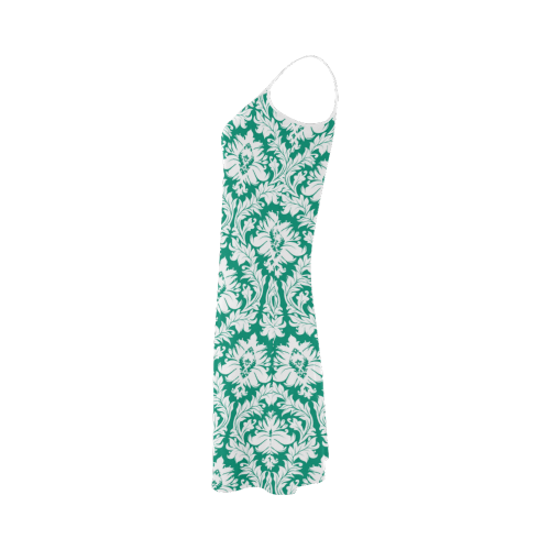 damask pattern emerald green and white Alcestis Slip Dress (Model D05)