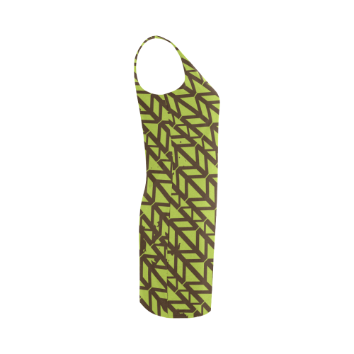 green geometric pattern Medea Vest Dress (Model D06)