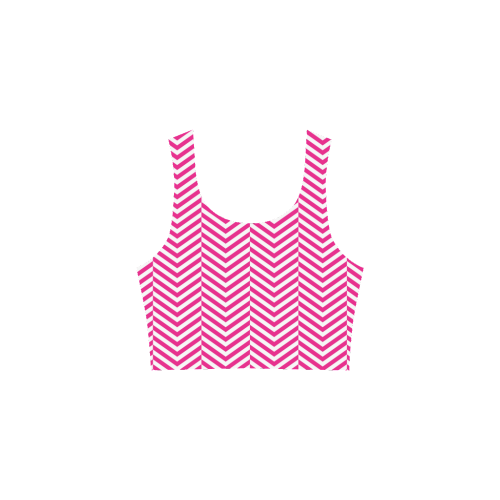 hot pink and white classic chevron pattern Atalanta Sundress (Model D04)