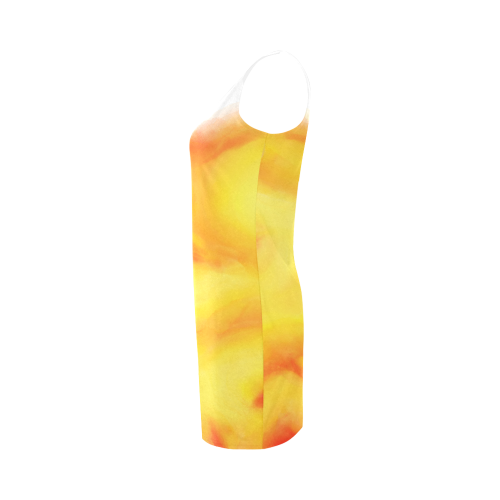 yellow orange red water color abstract art Medea Vest Dress (Model D06)