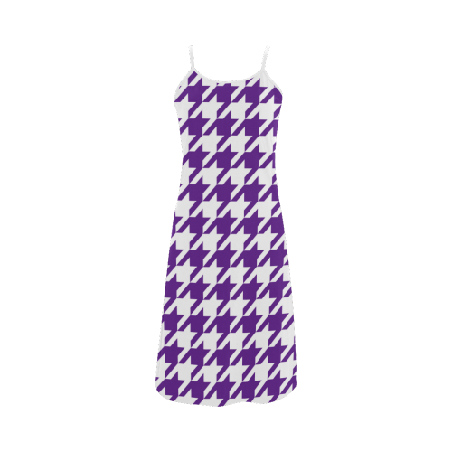 royal purple and white houndstooth classic pattern Alcestis Slip Dress (Model D05)