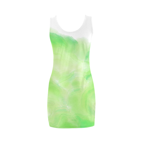 bright green watercolor abstract art Medea Vest Dress (Model D06)