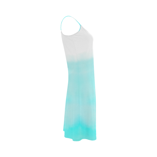 blue - turquoise bright watercolor abstract Alcestis Slip Dress (Model D05)