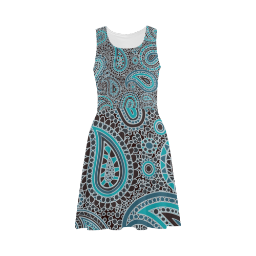 blue paisley mosaic design Atalanta Sundress (Model D04)