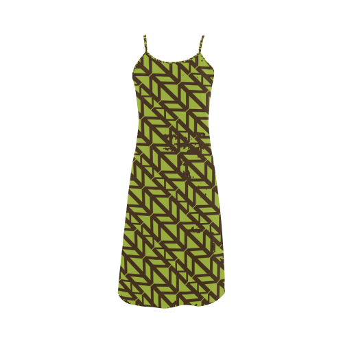 green geometric pattern Alcestis Slip Dress (Model D05)