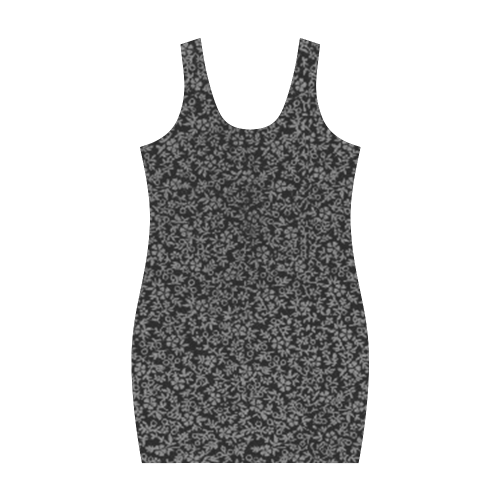 Vintage Floral Charcoal Gray Black Medea Vest Dress (Model D06)