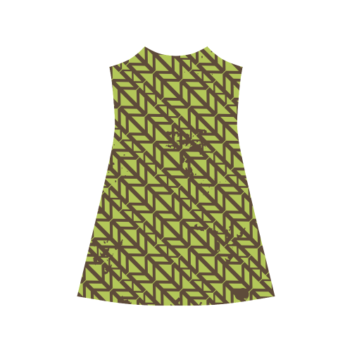 green geometric pattern Alcestis Slip Dress (Model D05)