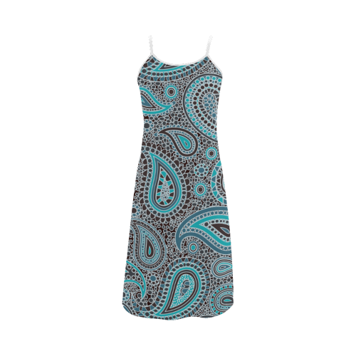 blue paisley mosaic design Alcestis Slip Dress (Model D05)