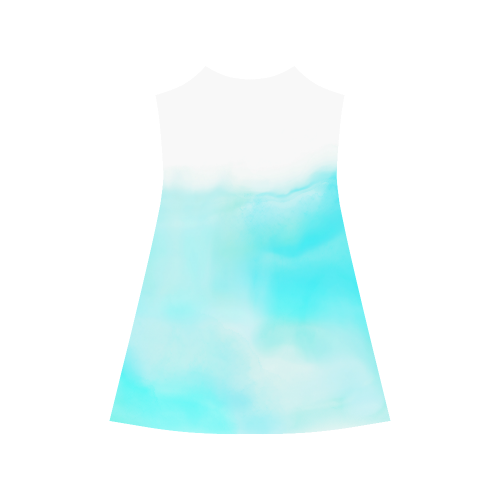 blue - turquoise bright watercolor abstract Alcestis Slip Dress (Model D05)