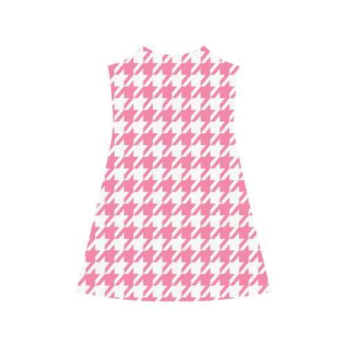 pink and white houndstooth classic pattern Alcestis Slip Dress (Model D05)