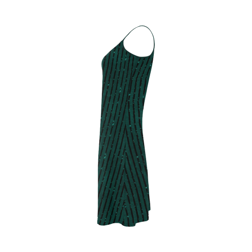 Teal Glitter Stripe Alcestis Slip Dress (Model D05)