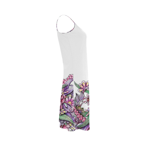Pink Purple flower drawing Alcestis Slip Dress (Model D05)