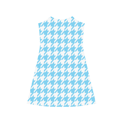 bright blue and white houndstooth classic pattern Alcestis Slip Dress (Model D05)