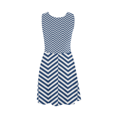 dark blue and white classic chevron pattern Atalanta Sundress (Model D04)